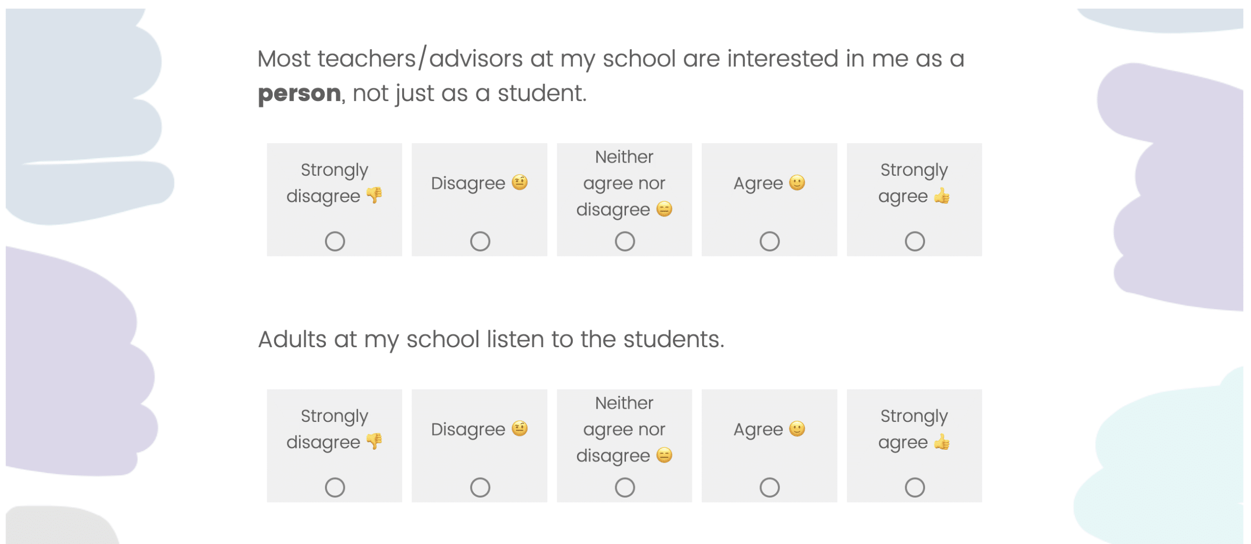 Screenshot of Washington Student Survey